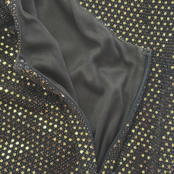 Vince Camuto Gold Sequin Cowl‎ Neck Sleeveless Cocktail Sheath Dress - Size 12 - Picture 7 of 11